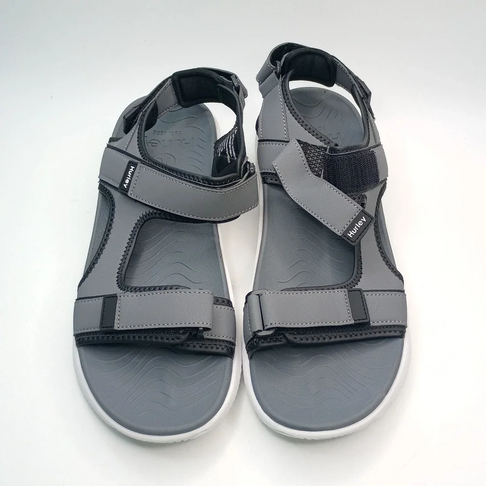 Hurley Oceanside Sport Sandal Men Size 13 Grey Black Adjustable Straps 1961927